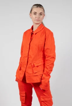 Layered Lettuce-Edge Detail Jacket in Mandarine