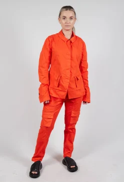 Layered Lettuce-Edge Detail Jacket in Mandarine