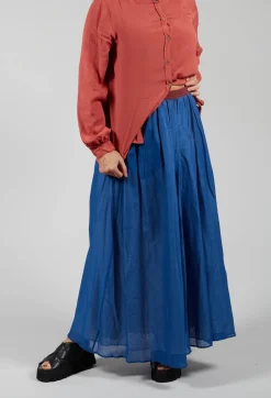 Layered Maxi Skirt with Contrast Waistband in Bluette