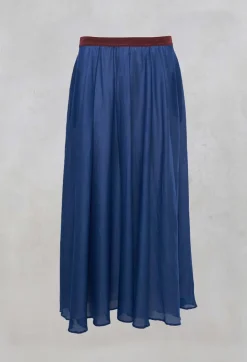 Layered Maxi Skirt with Contrast Waistband in Bluette