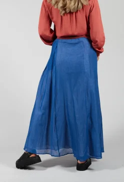 Layered Maxi Skirt with Contrast Waistband in Bluette