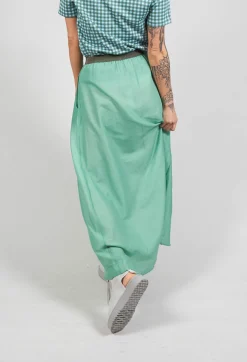 Layered Maxi Skirt with Contrast Waistband in Emerald