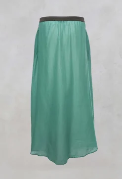 Layered Maxi Skirt with Contrast Waistband in Emerald