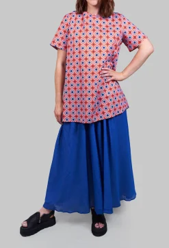 Layered Maxi Skirt with Contrast Waistband in Bluette