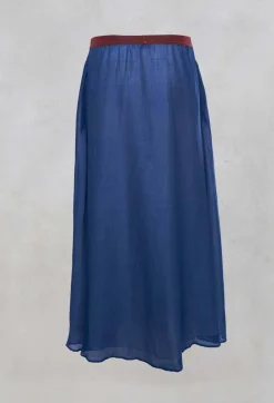 Layered Maxi Skirt with Contrast Waistband in Bluette
