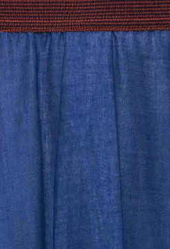 Layered Maxi Skirt with Contrast Waistband in Bluette