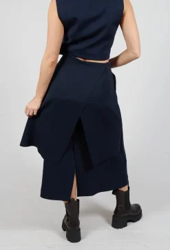 Layered Scuba Skirt in Blue Nights