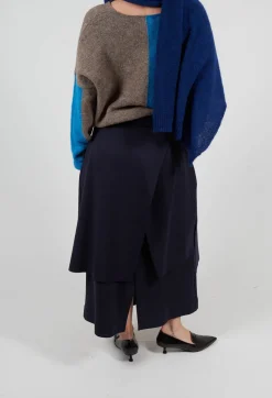 Layered Scuba Skirt in Blue Nights