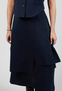 Layered Scuba Skirt in Blue Nights