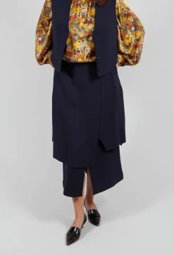 Layered Scuba Skirt in Blue Nights