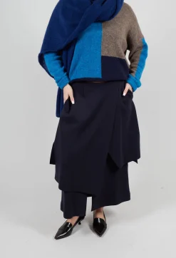 Layered Scuba Skirt in Blue Nights