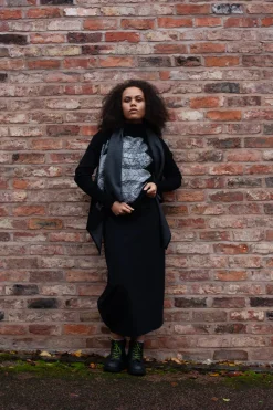 Leaf Print Sweater in Black