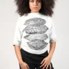 Leaf Print Sweater in White