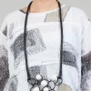 Leather Bead Necklace in Black and White