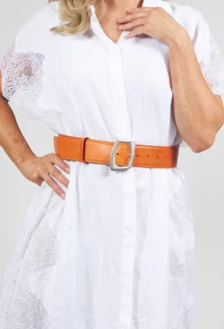Leather Belt in Orange