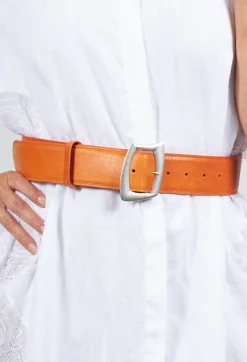 Leather Belt in Orange