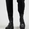 Leather Combat Boots in Black