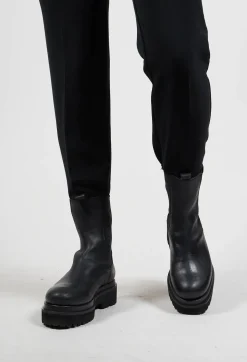 Leather Combat Boots in Black