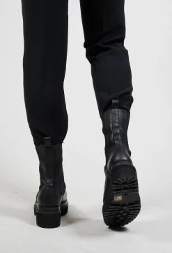 Leather Combat Boots in Black