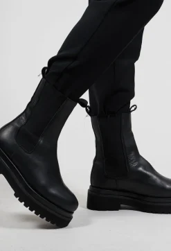 Leather Combat Boots in Black
