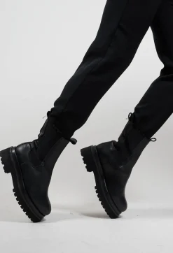 Leather Combat Boots in Black
