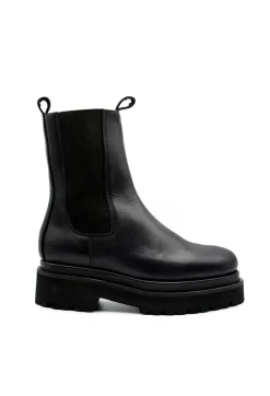 Leather Combat Boots in Black