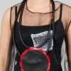 Leather Disc Necklace in Black and Red