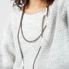 Leather Look Long Necklace in Brown