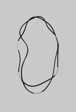 Leather Look Long Necklace in Brown