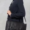 Leather Messenger Bag in Black