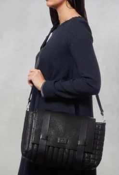 Leather Messenger Bag in Black