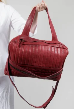 Leather Quilted Bag in Bordeaux