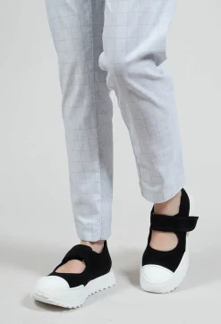 Leather Velcro Strap Pumps in Black