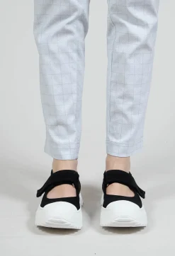 Leather Velcro Strap Pumps in Black