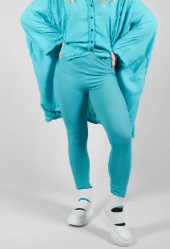 Leggings with Elasticated Waist in Aqua