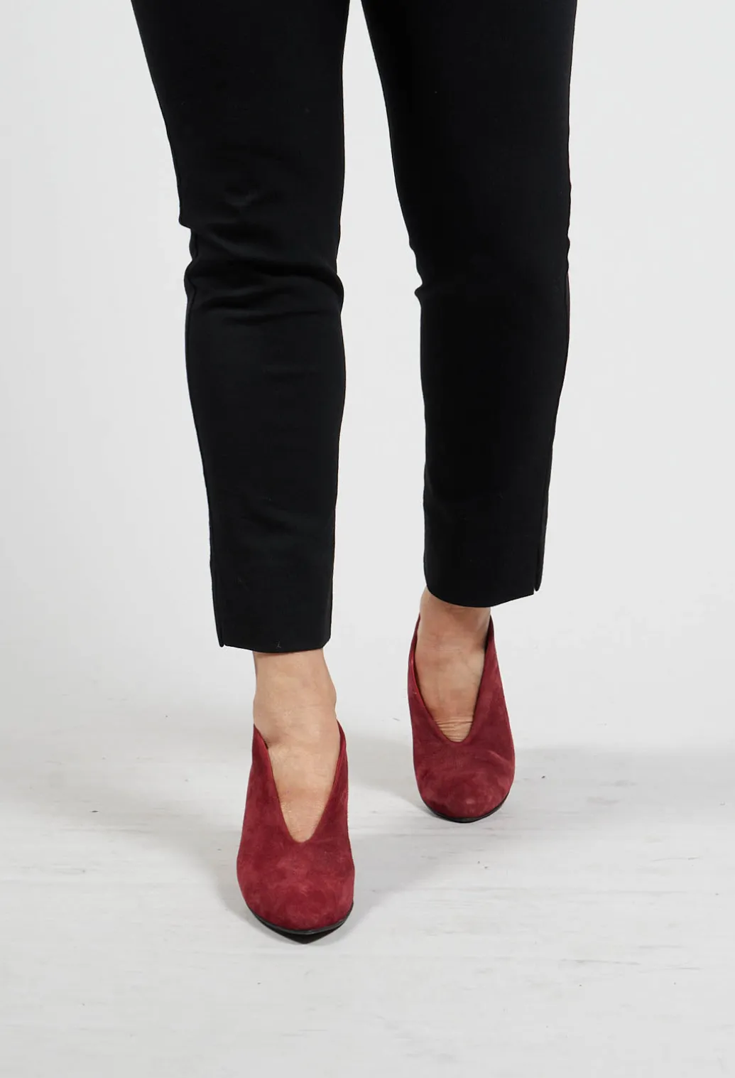 Lenja Heel in Ruby Goat Suede