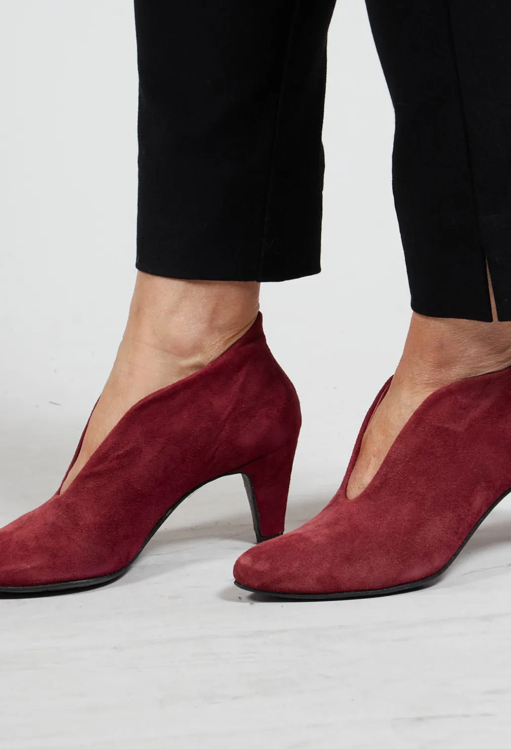 Lenja Heel in Ruby Goat Suede
