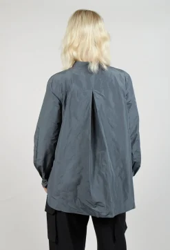 Light Taffeta Blouse with Ruffles in Oliv
