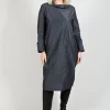 Light Taffeta Dress with Cowl Neck in Anthra