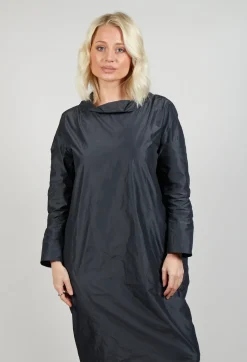 Light Taffeta Dress with Cowl Neck in Anthra