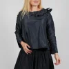 Light Taffeta Shirt with Ruffles in Anthra