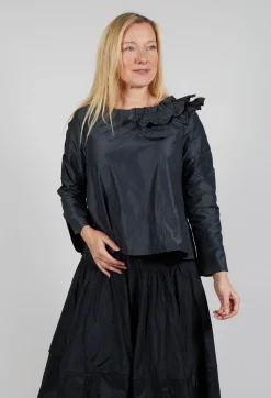 Light Taffeta Shirt with Ruffles in Anthra