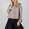 Light Taffeta Shirt with Ruffles in Stone