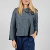 Light Taffeta Shirt with Ruffles in Oliv