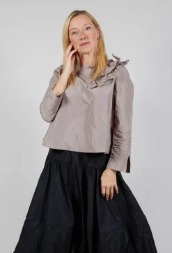 Light Taffeta Shirt with Ruffles in Stone