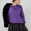 Light Taffeta Shirt with Ruffles in Purple