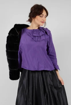 Light Taffeta Shirt with Ruffles in Purple