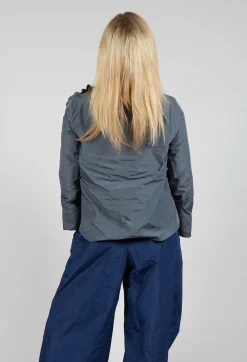 Light Taffeta Shirt with Ruffles in Oliv
