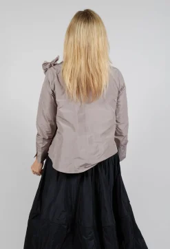 Light Taffeta Shirt with Ruffles in Stone