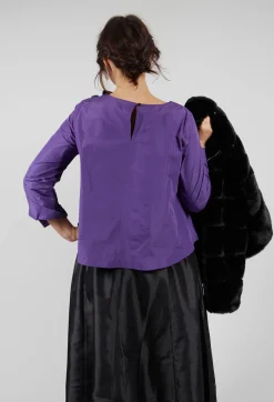 Light Taffeta Shirt with Ruffles in Purple